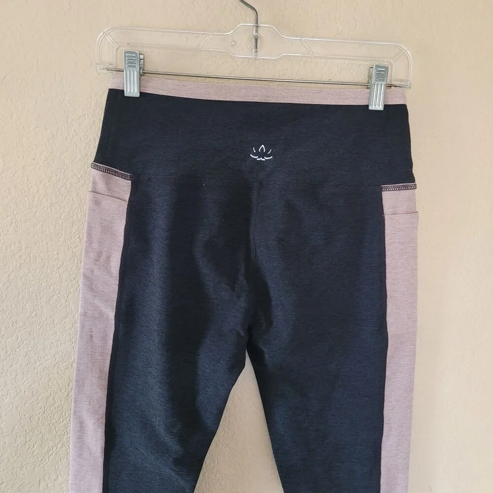 Beyond Yoga LeggingsWomen Large Gray Block Crossover Spacedye High Rise 7/8 Yoga